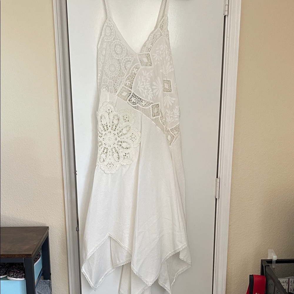 Mango Asymmetrical White Lace Dress